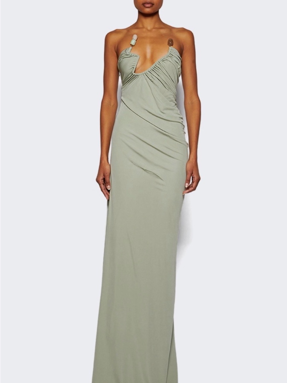 Christopher Esber Sage Green Ruched Maxi Dress